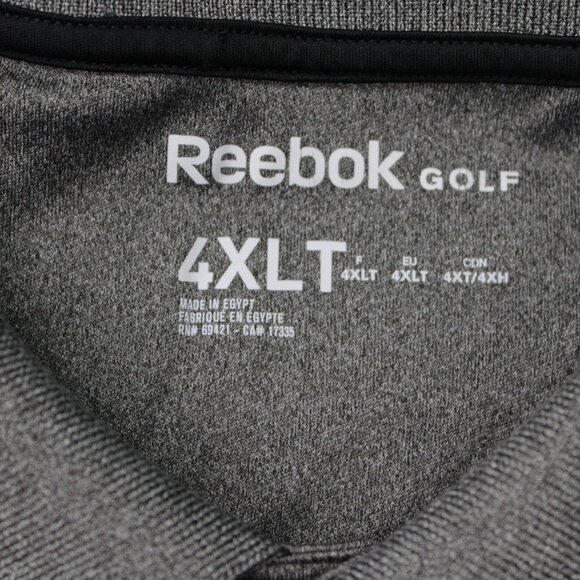 Reebok Golf Polo Shirt Mens 4XLT XXXXL-Tall Gray Polyester Short Sleeve Pullover - Picture 7 of 13